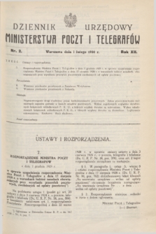 Dziennik Urzędowy Ministerstwa Poczt i Telegrafów. R.12, nr 2 (1 lutego 1930)