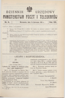 Dziennik Urzędowy Ministerstwa Poczt i Telegrafów. R.13, nr 6 (16 kwietnia 1931)