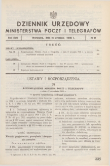 Dziennik Urzędowy Ministerstwa Poczt i Telegrafów. R.17, nr 21 (26 września 1935)