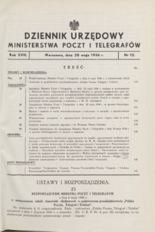 Dziennik Urzędowy Ministerstwa Poczt i Telegrafów. R.18, nr 12 (28 maja 1936)