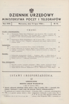 Dziennik Urzędowy Ministerstwa Poczt i Telegrafów. R.18, nr 15 (13 lipca 1936)