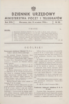 Dziennik Urzędowy Ministerstwa Poczt i Telegrafów. R.18, nr 20 (13 września 1936)