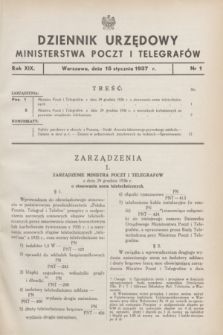 Dziennik Urzędowy Ministerstwa Poczt i Telegrafów. R.19, nr 1 (15 stycznia 1937)