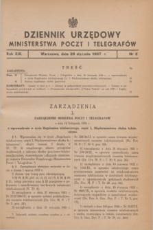 Dziennik Urzędowy Ministerstwa Poczt i Telegrafów. R.19, nr 2 (28 stycznia 1937)