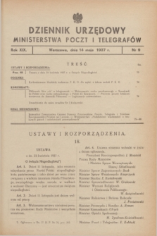 Dziennik Urzędowy Ministerstwa Poczt i Telegrafów. R.19, nr 9 (14 maja 1937)