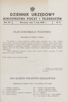 Dziennik Urzędowy Ministerstwa Poczt i Telegrafów. R.20, nr 9 (7 maja 1938)
