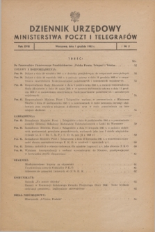 Dziennik Urzędowy Ministerstwa Poczt i Telegrafów. R.18 [i.e.22], nr 5 (1 grudnia 1945)