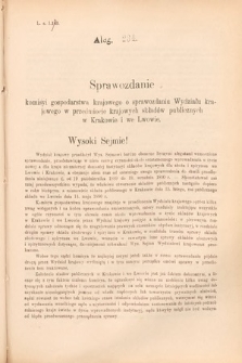 [Kadencja VI, sesja II, al. 234] Alegata do Sprawozdań Stenograficznych z Drugiej Sesyi Szóstego Peryodu Sejmu Krajowego Królestwa Galicyi i Lodomeryi wraz z Wielkiem Księstwem Krakowskiem z roku 1890. Alegat 234