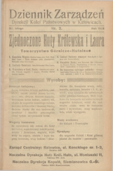 Dziennik Zarządzeń Dyrekcji Kolei Państwowych w Katowicach. 1928, nr 2 (27 lutego)