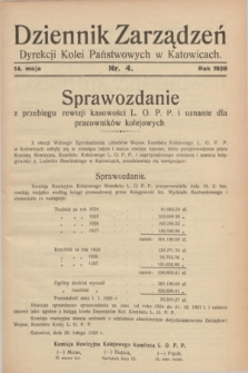 Dziennik Zarządzeń Dyrekcji Kolei Państwowych w Katowicach. 1928, nr 4 (14 maja)