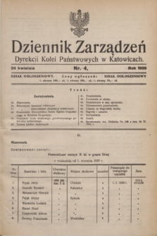 Dziennik Zarządzeń Dyrekcji Kolei Państwowych w Katowicach. 1929, nr 4 (24 kwietnia)