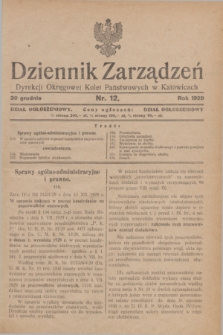 Dziennik Zarządzeń Dyrekcji Okręgowej Kolei Państwowych w Katowicach. 1929, nr 12 (30 grudnia)