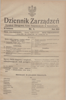 Dziennik Zarządzeń Dyrekcji Okręgowej Kolei Państwowych w Katowicach. 1930, nr 4 (12 kwietnia)