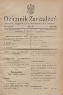 Dziennik Zarządzeń Dyrekcji Okręgowej Kolei Państwowych w Katowicach. 1930, nr 8 (23 sierpnia)