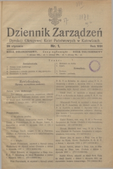 Dziennik Zarządzeń Dyrekcji Okręgowej Kolei Państwowych w Katowicach. 1931, nr 1 (29 stycznia)