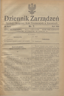 Dziennik Zarządzeń Dyrekcji Okręgowej Kolei Państwowych w Katowicach. 1931, nr 7 (31 lipca)