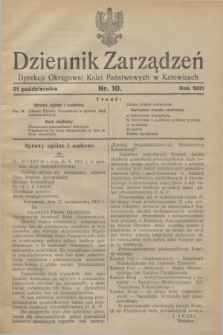 Dziennik Zarządzeń Dyrekcji Okręgowej Kolei Państwowych w Katowicach. 1931, nr 10 (31 października)