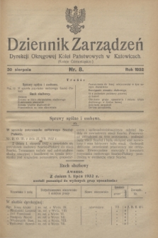 Dziennik Zarządzeń Dyrekcji Okręgowej Kolei Państwowych w Katowicach. 1932, nr 8 (30 sierpnia)
