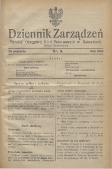 Dziennik Zarządzeń Dyrekcji Okręgowej Kolei Państwowych w Katowicach. 1933, nr 9 (28 września)