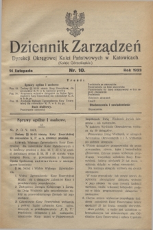 Dziennik Zarządzeń Dyrekcji Okręgowej Kolei Państwowych w Katowicach. 1933, nr 10 (14 listopada)