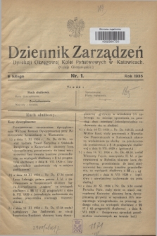 Dziennik Zarządzeń Dyrekcji Okręgowej Kolei Państwowych w Katowicach. 1935, nr 1 (9 lutego)