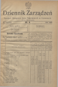 Dziennik Zarządzeń Dyrekcji Okręgowej Kolei Państwowych w Katowicach. 1935, nr 4 (13 sierpnia)