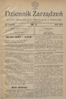 Dziennik Zarządzeń Dyrekcji Okręgowej Kolei Państwowych w Katowicach. 1935, nr 5 (31 sierpnia)