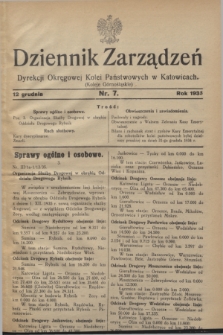 Dziennik Zarządzeń Dyrekcji Okręgowej Kolei Państwowych w Katowicach. 1935, nr 7 (12 grudnia)