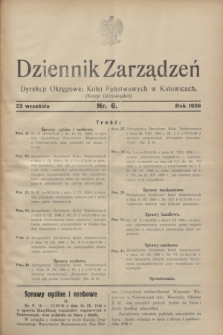 Dziennik Zarządzeń Dyrekcji Okręgowej Kolei Państwowych w Katowicach. 1936, nr 6 (23 września)