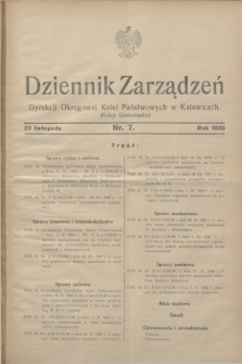 Dziennik Zarządzeń Dyrekcji Okręgowej Kolei Państwowych w Katowicach. 1936, nr 7 (30 listopada)