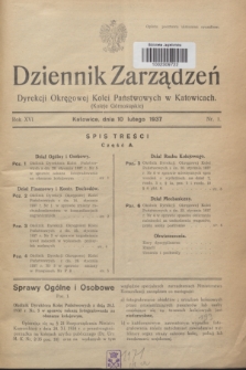 Dziennik Zarządzeń Dyrekcji Okręgowej Kolei Państwowych w Katowicach. 1937, nr 1 (10 lutego) + wkł.
