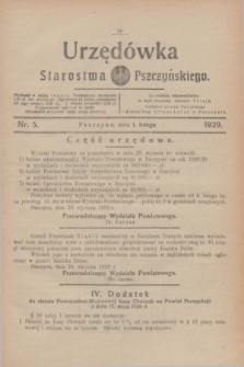 Urzędówka Starostwa Pszczyńskiego. 1929, nr 5 (1 lutego)