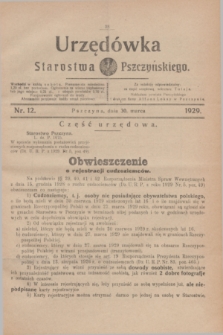 Urzędówka Starostwa Pszczyńskiego. 1929, nr 12 (30 marca)