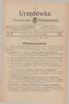 Urzędówka Starostwa Pszczyńskiego. 1929, nr 16 (27 kwietnia)