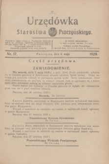 Urzędówka Starostwa Pszczyńskiego. 1929, nr 17 (4 maja)