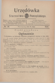 Urzędówka Starostwa Pszczyńskiego. 1929, nr 20 (25 maja)