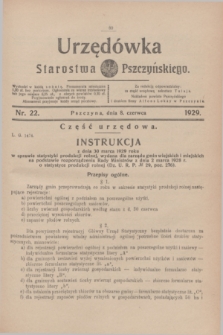 Urzędówka Starostwa Pszczyńskiego. 1929, nr 22 (8 czerwca)