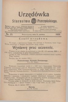 Urzędówka Starostwa Pszczyńskiego. 1929, nr 23 (15 czerwca)