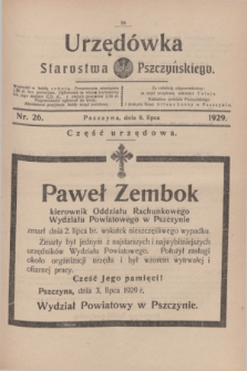Urzędówka Starostwa Pszczyńskiego. 1929, nr 26 (6 lipca)