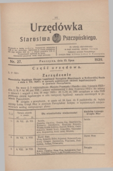 Urzędówka Starostwa Pszczyńskiego. 1929, nr 27 (13 lipca)