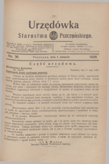 Urzędówka Starostwa Pszczyńskiego. 1929, nr 30 (3 sierpnia)