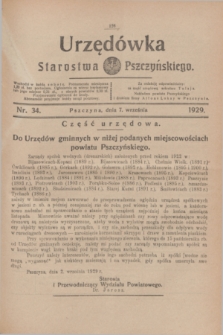 Urzędówka Starostwa Pszczyńskiego. 1929, nr 34 (7 września)