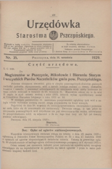 Urzędówka Starostwa Pszczyńskiego. 1929, nr 35 (14 września)