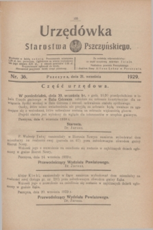 Urzędówka Starostwa Pszczyńskiego. 1929, nr 36 (21 września)