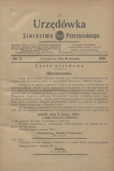 Urzędówka Starostwa Pszczyńskiego. 1931, nr 2 (10 stycznia)