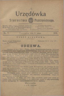 Urzędówka Starostwa Pszczyńskiego. 1931, nr 7 (14 lutego)