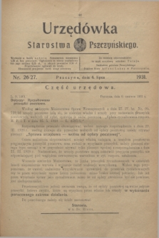 Urzędówka Starostwa Pszczyńskiego. 1931, nr 26/27 (4 lipca)