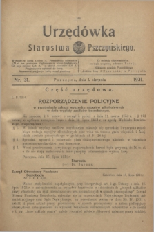 Urzędówka Starostwa Pszczyńskiego. 1931, nr 31 (1 sierpnia)