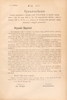 [Kadencja VI, sesja II, al. 247] Alegata do Sprawozdań Stenograficznych z Drugiej Sesyi Szóstego Peryodu Sejmu Krajowego Królestwa Galicyi i Lodomeryi wraz z Wielkiem Księstwem Krakowskiem z roku 1890. Alegat 247