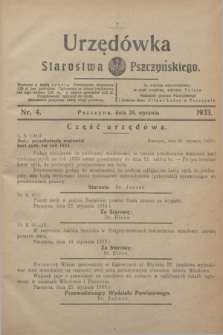 Urzędówka Starostwa Pszczyńskiego. 1933, nr 4 (28 stycznia)